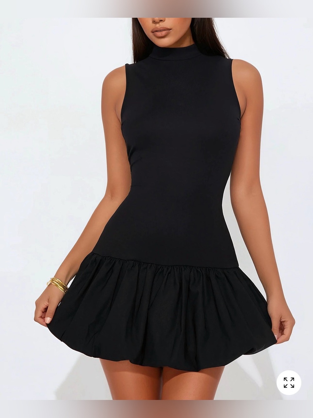 Fashion Nova TALL Sleeveless Black Ruffle-Hem  Bubble Mini Dress